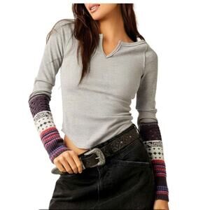 Free People Cozy Craft Cuff Thermal Top In Grey Large